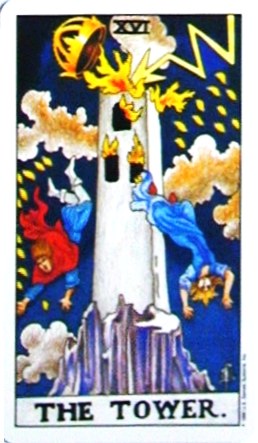 銀貨のカード：塔 - The Towerの正位置