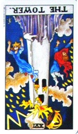 銀貨のカード：塔 - The Towerの逆位置