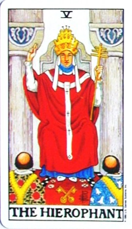 金貨のカード：教皇 - Hierophantの正位置